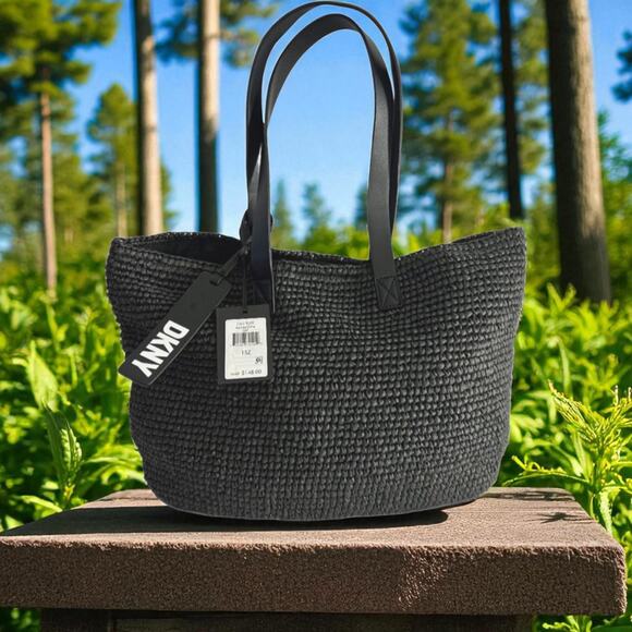 DKNY New black paper fiber woven Cali tote bag - Picture 6 of 6